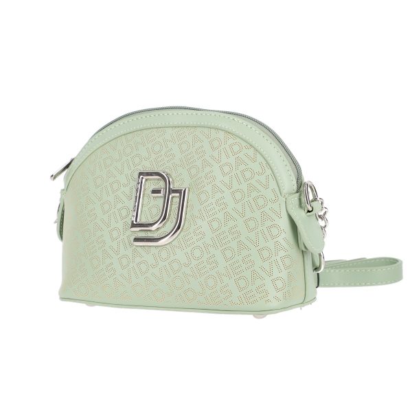 Poseta mini de umar femei din piele ecologica verde perforata cu doua buzunare David Jones BSDJPO2102154 120