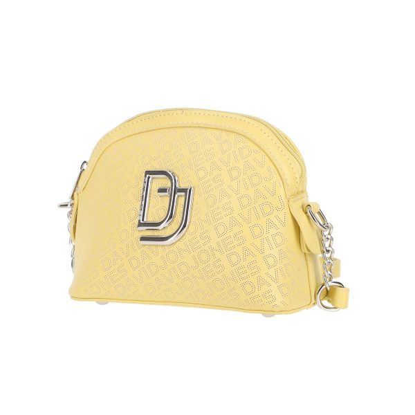 Poseta mini de umar dama din piele eco galbena perforata cu doua buzunare David Jones BSDJPO2102156 120