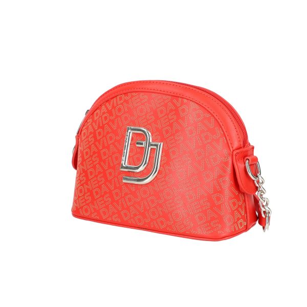 Poseta mini de umar din piele ecologica rosie perforata cu doua buzunare David Jones BSDJPO2102152 120