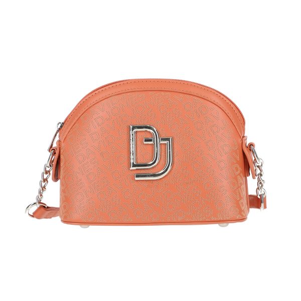 Poseta mini de umar de femei din piele eco caramiziu perforata cu buzunare David Jones BSDJPO2102153 119