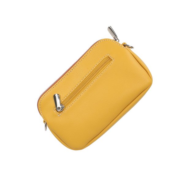 Poseta casual de femei din piele eco galbena mini cu doua buzunare si bareta ajustabila David Jones BSDJPO2106082 123