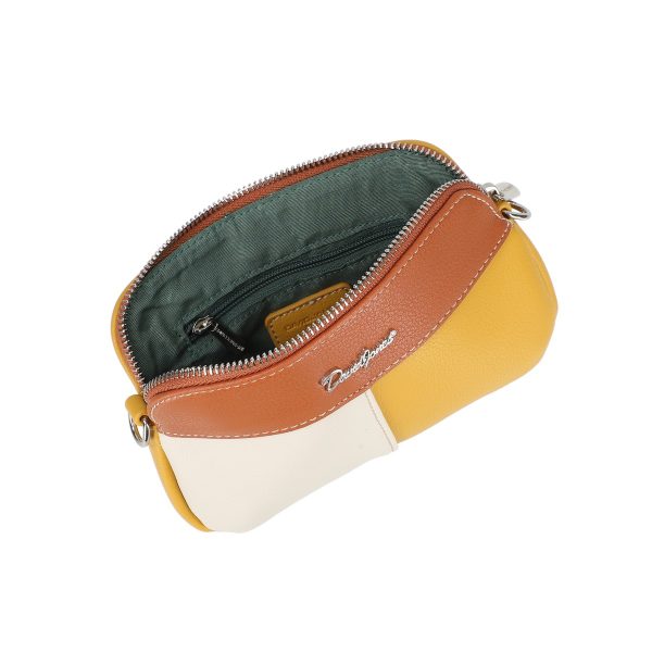 Poseta casual de femei din piele eco galbena mini cu doua buzunare si bareta ajustabila David Jones BSDJPO2106082 120