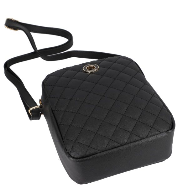 Poseta eleganta de umar femei din piele eco neagra texturata in carouri Monnari BS20201205 123