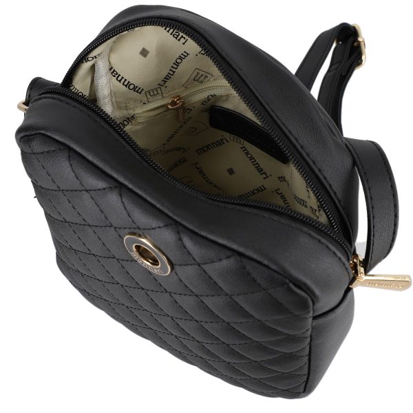 Poseta de femei eleganta de umar din piele eco neagra cu textura lucioasa Monnari BS20201203 120