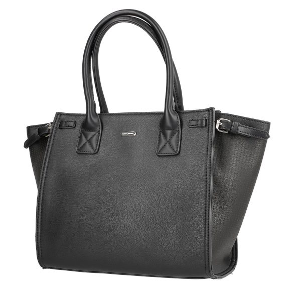 Geanta casual femei din piele eco neagra colturi cu perforate inchidere fermoar David Jones BSDJCA2108273 121