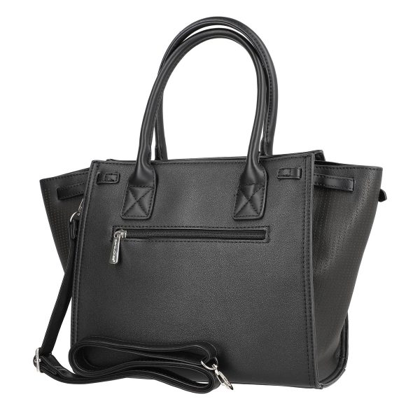 Geanta casual femei din piele eco neagra colturi cu perforate inchidere fermoar David Jones BSDJCA2108273 122