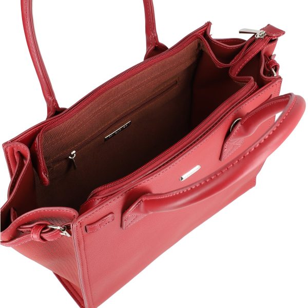 Geanta casual dama din piele eco visiniu colturi cu perforate inchidere fermoar David Jones BSDJCA2108271 120