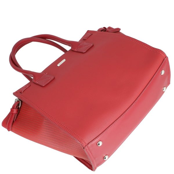 Geanta casual dama din piele eco visiniu colturi cu perforate inchidere fermoar David Jones BSDJCA2108271 121