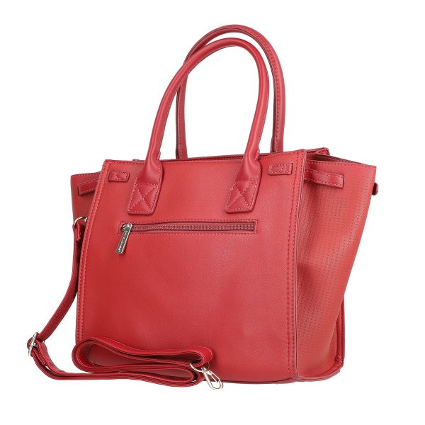 Geanta casual dama din piele eco visiniu colturi cu perforate inchidere fermoar David Jones BSDJCA2108271 122