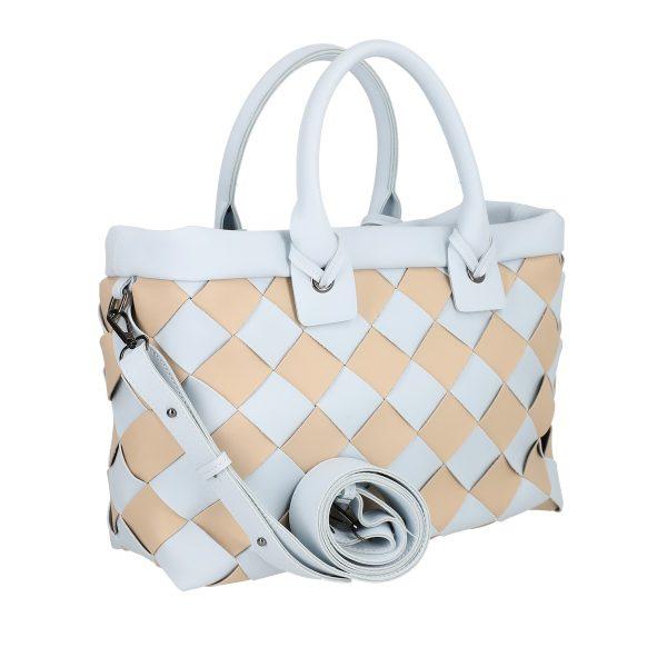 Geanta casual de femei piele eco intretesuta albastru cu bej cu bretea si manere Galanti BS064CNT2205414 122