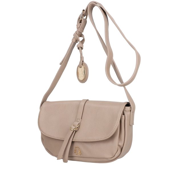 Geanta casual din piele eco bej cu bareta ajustabila si accesoriu catarama Lulu Castagnette BSLLCA2103061 124