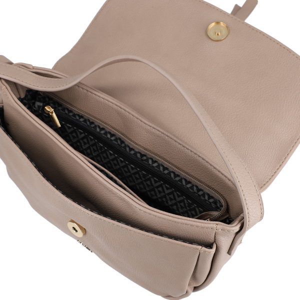 Geanta casual din piele eco bej cu bareta ajustabila si accesoriu catarama Lulu Castagnette BSLLCA2103061 122