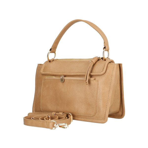 Geanta casual dama piele ecologica bej cu bretea confortabila si trei buzunare Lulu Castagnette BSLLCA2208063 120