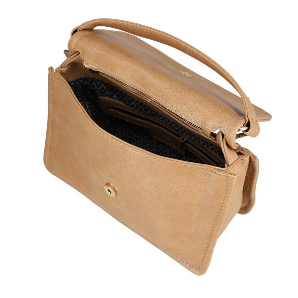 Geanta casual dama piele ecologica bej cu bretea confortabila si trei buzunare Lulu Castagnette BSLLCA2208063 121