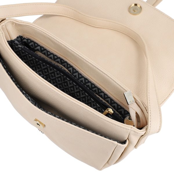 Geanta Mica Crem Casual Piele Eco cu Bareta Ajustabila si Accesoriu Catarama - Lulu Castagnette BSLLCA2103062 122