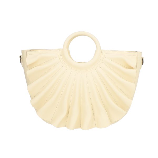Geanta Dama Galbena Casual, Piele Eco Impermeabila, Textura Evantai, Manere Rotunde - Galanti BS010CNT2205387 124