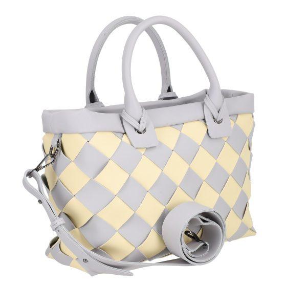 Geanta casual dama din piele eco intretesuta gri cu manere si bretea confortabile Galanti BS064CNT2205411 120