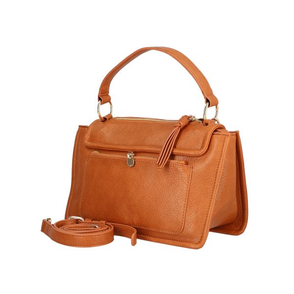 Geanta casual de dama piele eco maro cu bretea confortabila si trei buzunare Lulu Castagnette BSLLCA2208062 122