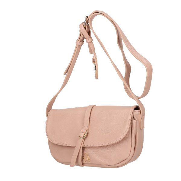 Geanta casual piele ecologica roz cu bareta ajustabila si accesoriu catarama Lulu Castagnette BSLLCA2103063 123