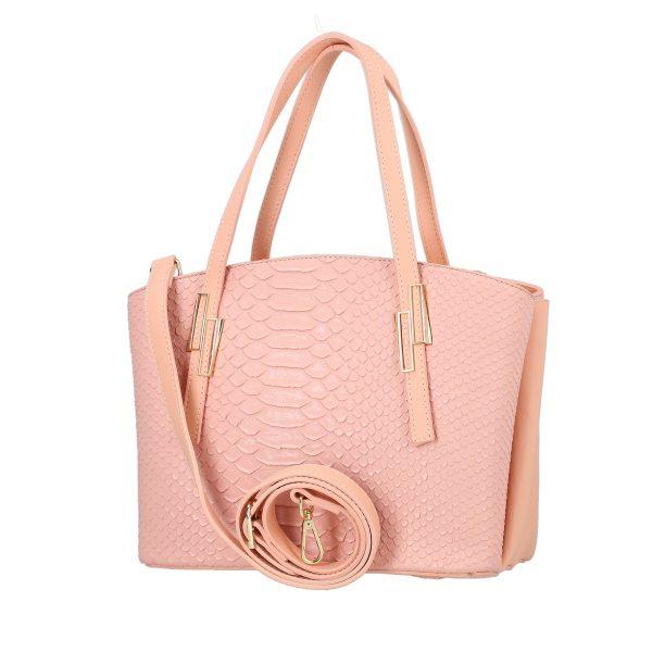 Geanta casual femei piele ecologica roz texturata cu trei compartimente Mathilde BS1088CA2205370 120