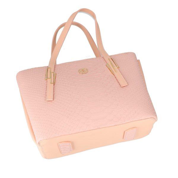 Geanta casual femei piele ecologica roz texturata cu trei compartimente Mathilde BS1088CA2205370 121