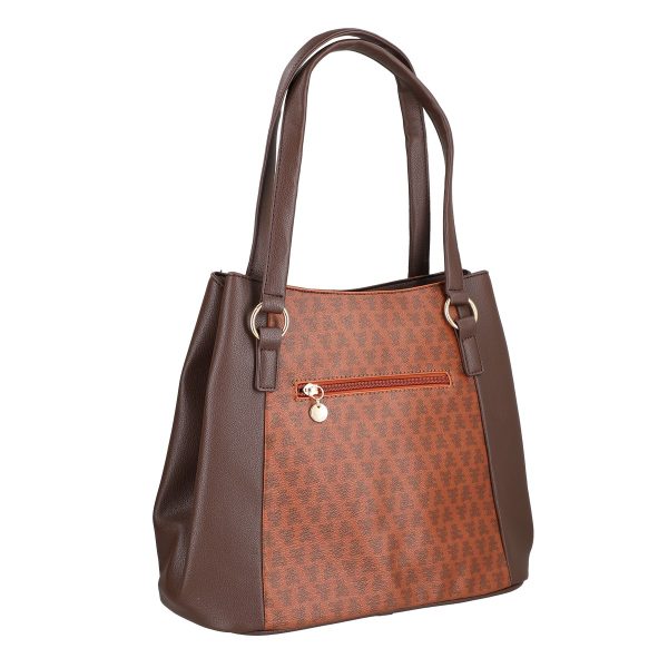 Geanta casual de femei din piele eco maro cu trei compartimente Lulu Castagne BSLLCA2208031 120