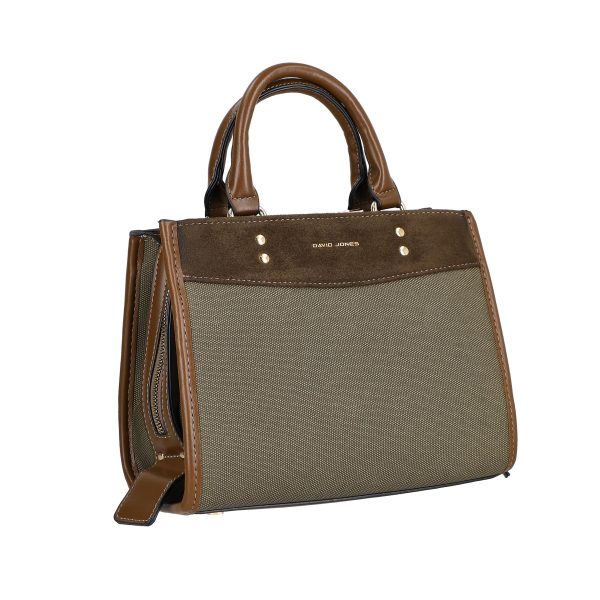 David Jones - Geanta de mana casual din piele eco verde olive cu doua buzunare interioare David Jones BSDJCA2208009