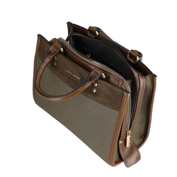 Geanta de mana casual din piele eco verde olive cu doua buzunare interioare David Jones BSDJCA2208009 122