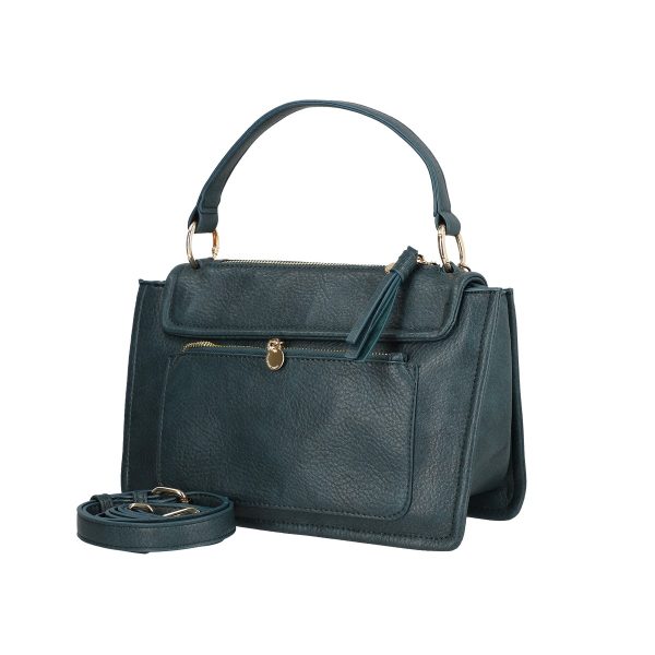 Geanta casual piele ecologica verde cu bretea confortabila si trei buzunare Lulu Castagnette BSLLCA2208061 120