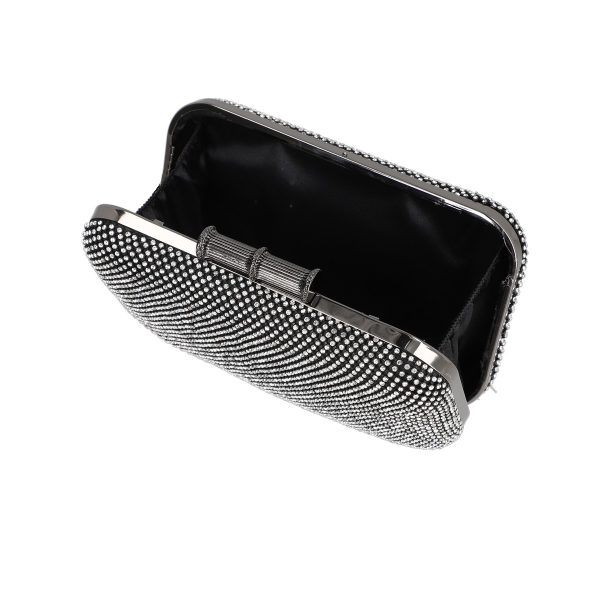 Geanta de evenimente din material negru detalii cristale si inchidere click BS4163PO2205055 120