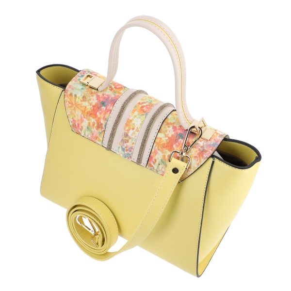 Geanta casual dama din piele neteda eco galbena cu maner si inchidere tip clapeta Pascual BSPAS2204148 120