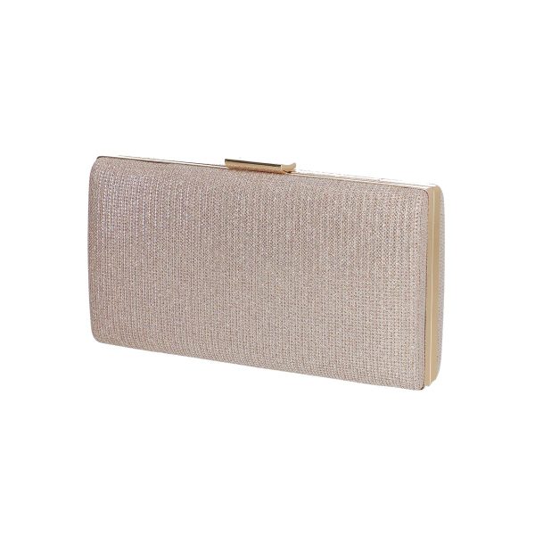 Geanta de ocazie eleganta femei din material auriu lucios cu bretea lant si inchidere click Cammy BS8033Z2207507 120