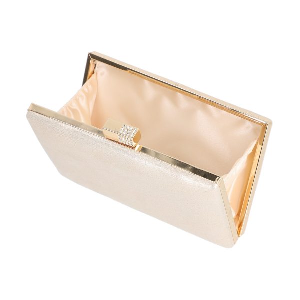 Geanta ocazie dama din material sintetic auriu lucios cu maner lant Roxana BS1049HD2207504 122