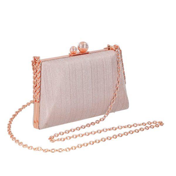 Geanta de evenimente femei din material sampanie cu rama metalica inchidere cu accesoriu Katrina BS5712LK2207032 120