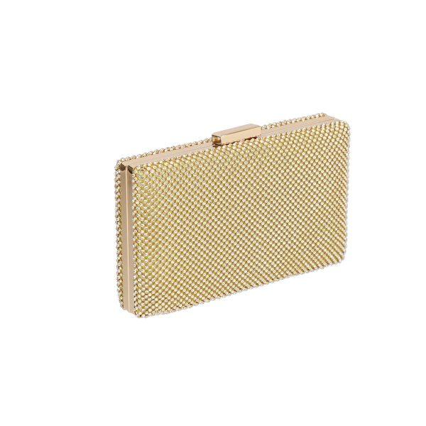 Geanta Ocazie Aurie Dama din Material Auriu cu Cristale Aurii si Maner - Denise BS989HD2207018 121