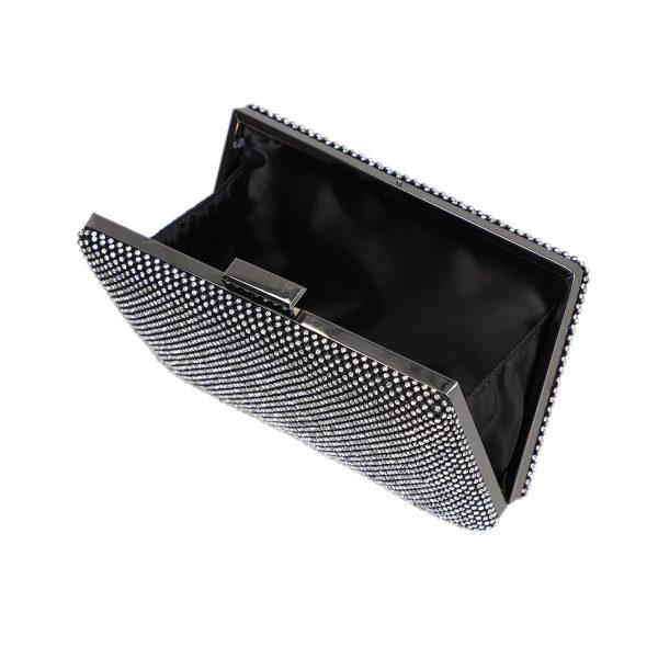 Geanta de ocazie din material negru model cu cristale inchidere accesoriu metalic Denise BS989HD2207020 119
