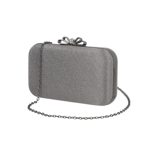 Clutch cu Pietre - Geanta de evenimente dama din material sintetic neagra cu inchidere tip fundita BS8021PO2205057