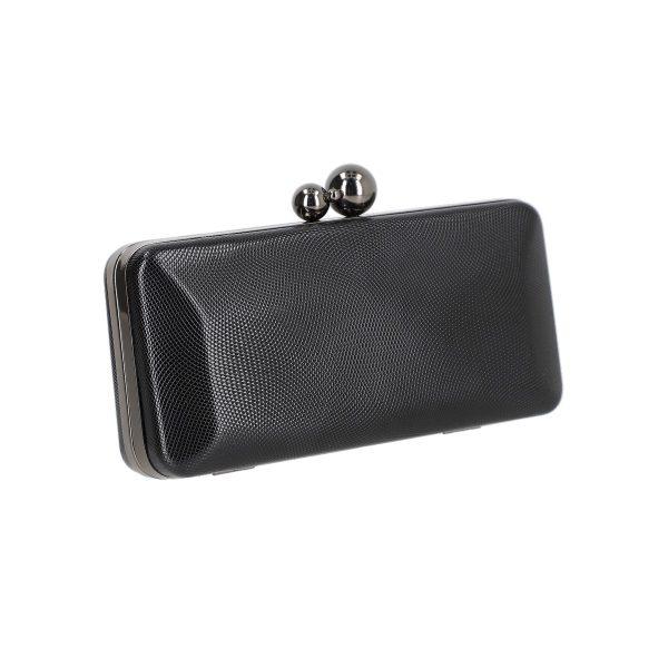 Geanta ocazie de femei din material negru cu sistem click si bretea din lant Oana BS8003DR2207001 120