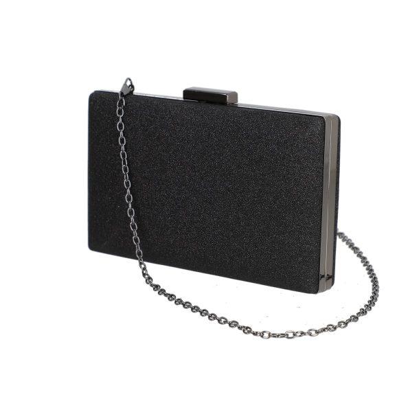 Clutch cu Pietre - Geanta evenimente de femei material negru cu sistem click Vanessa BS8025Z2207007