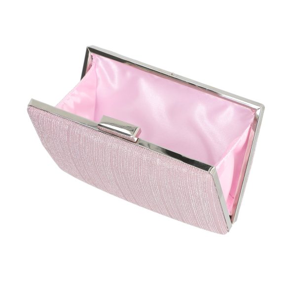 Geanta evenimente femei material sintetic roz lucios cu maner si rama metalica Betty BS8047Z2207509 121
