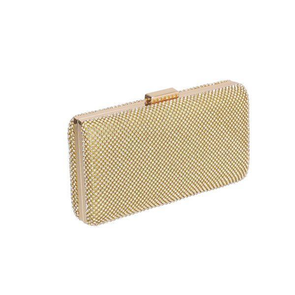 Geanta Aurie Mica de dama din Material Sintetic Model cu Cristale Inchidere Accesoriu Metalic - BS1051HD2207014 120