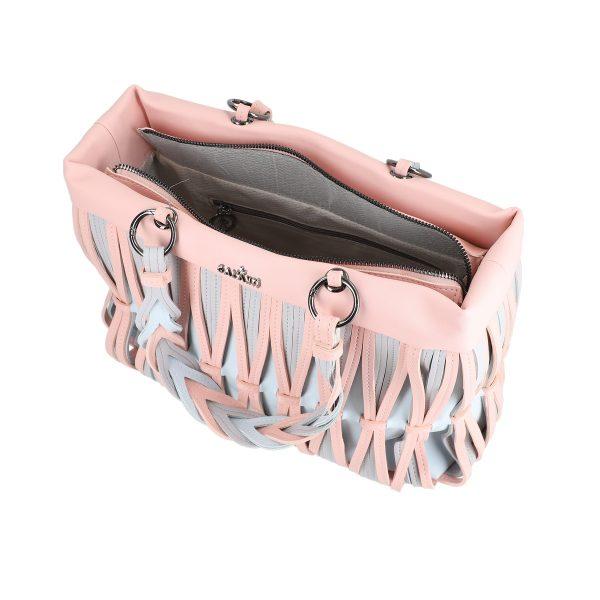 Geanta mini shopper femei din piele eco roz cu maner si exterior modelat Galanti BS036CNT2205374 120