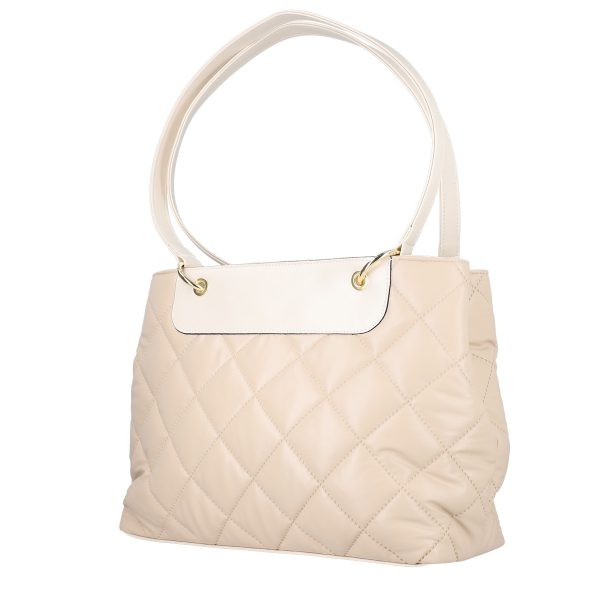 Geanta de umar casual de femei piele eco bej matlasata cu manere Laura Biaggi BSLBSH2203010 122