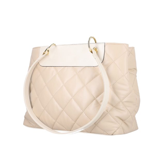 Geanta de umar casual de femei piele eco bej matlasata cu manere Laura Biaggi BSLBSH2203010 123