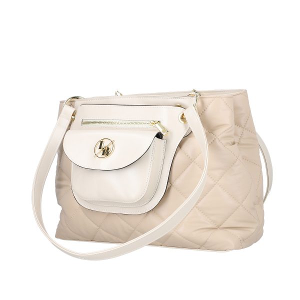 Geanta de umar casual de femei piele eco bej matlasata cu manere Laura Biaggi BSLBSH2203010 120