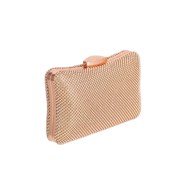 Geanta de evenimente femei din material sampanie cu rama metalica si lant Mila BS738X2208113 121