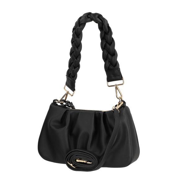 Geanta de mana casual de femei piele neteda eco neagra cu maner si bretea impletite Ada BS0994CA2205331 120