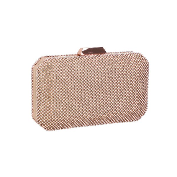 Geanta Mica Eleganta de Ocazii Dama din Material Sampanie cu Detalii Cristale si Inchidere Click - BS994PO2205050 120