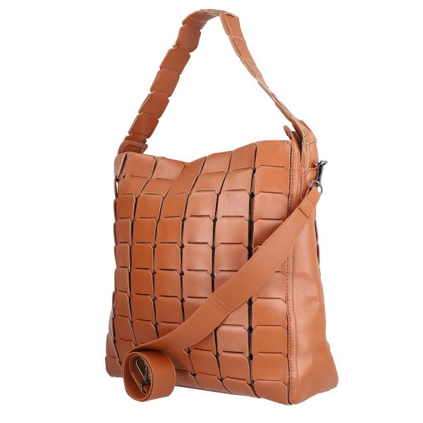 Geanta Camel Piele Ecologica Shopper de Umar Femei cu Compartiment Spatios - Potri BSPO2108139 122
