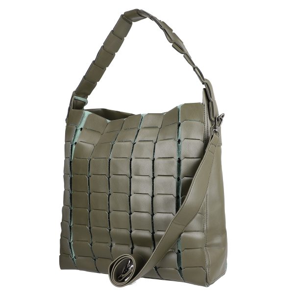 Geanta Shopper de umar dama piele eco verde kaki cu compartiment spatios Potri BSPO2108140 122